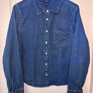 Westbound Vintage Denim Button-Up Pearl Snap Shirt with Stretch